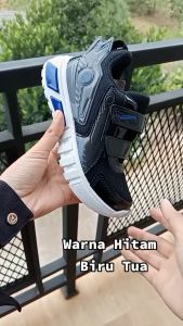 Sepatu Sekolah Anak PAUD TK SD Lelaki Anak2 Laki2 Pro Att KSA 075 Full Hitam Putih Karakter Strip Perekat