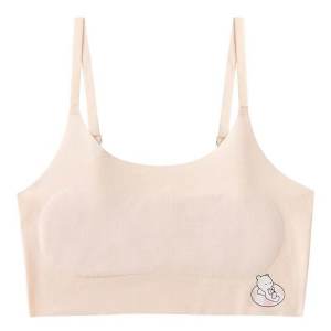 Girls Underwear for Summer Ice Silk One-Piece Bra Top Lightweight Nylon Fabric with Cartoon Animation Pattern