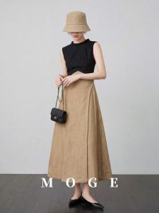 French Design Color Block Waist Accentuating Dress