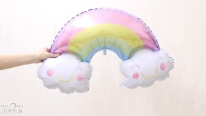 Nijito - 33" Smiley Rainbow Foil Balloons 1pcs Aluminum Rainbow Cloud Aluminum Rainbow Smiley Birthday Party Balloons