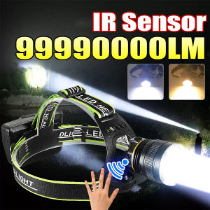 99990000Lux Super Powerful LED Headlamp Super Bright Long Range 5000M Head Flashlights Rechargeable Head Lantern Fishing Hunting