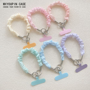 Silk Short Phone Strap Creative Plaid INS Fashion Handheld Keychain Camera Accessory Key CCD Silk Rope Bracelet