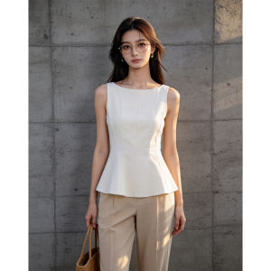PIAOYA | Elegant Vintage Sleeveless Tank Top Slimming Design Office
