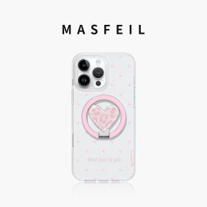 MASFEIL | Trái tim sọc cho ốp Apple 18Promax Giá đỡ băng từ Ro9 Ốp iPhone17Pro 16 ip15pm Mỏng