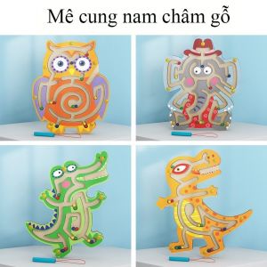 Đồ chơi mê cung gỗ di chuyển hạt sắt màu bằng nam châm mới nhất 2023