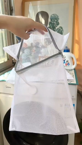 Worthbuy Premium Mesh Laundry Bag Zipper Clothes Washing Bag Beg Jaring Dobi Premium Berzip Pelindung Pakaian
