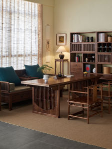 New Chinese Style Tea Table Set SuiXuan Song Style Aesthetic Black Walnut Solid Wood Tea Table for Office Tea Brewing