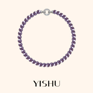YISHU | Purple Pearl Necklace Woolen Chain