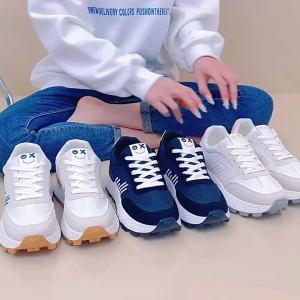 ali9 รองเท้าผู้หญิง 2024 รองเท้าวิ่งฤดูใบไม้ผลิรุ่นใหม่ ins รองเท้ากีฬานักเรียนหญิงสไตล์เกาหลีพื้นหนา 6101