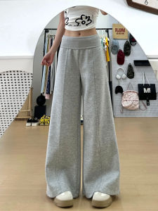 Gray High Waist Wide Leg Pants Womens Loose Drapey Slimming Small Size Spring Autumn Sports Sweatpants Casual Trousers