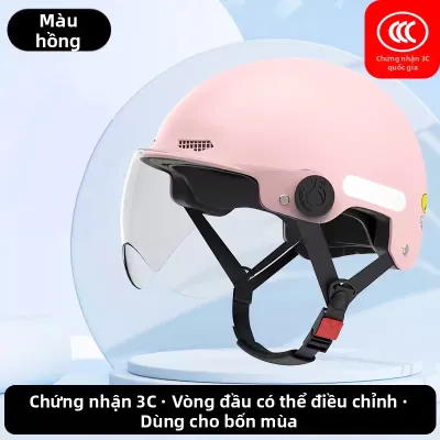 Mũ bảo hiểm nửa đầu đạt chuẩn 3C dùng 4 mùa đi xe máy và xe điện