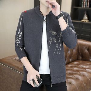 HENGYUANXIANG | Fashionable Knitted Mens Cardigan Jacket Zipper Closure Water-repellent Mink Sweater Slim Fit Autumn Spring Outerwear