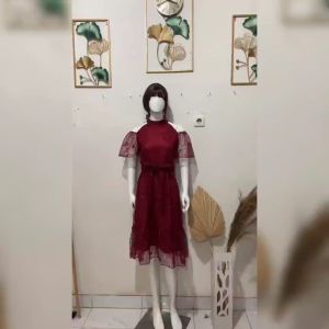 Dress Anak Perempuan Remaja Terbaru Full Brokat Mutiara Dress Adeline Kids 7-14 Tahun Dress Pesta Natal Abg Model Kekinian