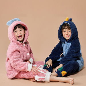 Kocotree children split pajamas autumn and winter warm childrens home clothes boys and girls cartoon nightgown KQ22213