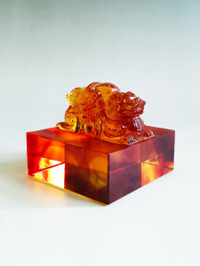 Double Dragon Jade Seal Stamp Luxury Home Decor Business Gift Retro Style Handmade Crafted Glass Ornament Personalized Engraving