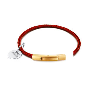 Couples Stainless Steel Wire Bracelet with Woven Red String And 3D Letter Beads Waterproof Love Knot Titanium Steel Jewelry