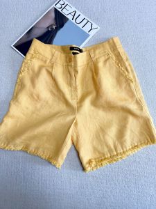 High Waist Linen Straight Leg Short Pants Womens Summer Fashion Pure Color Wide Leg Casual Shorts Breathable Comfortable