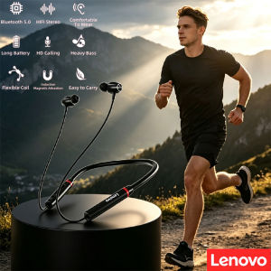 Lenovo | Lenovo Bluetooth Earphones Waterproof HIFI Lossless Audio Quality Magnetic Neckband Sports Headphone Headset Lightweight OverEar