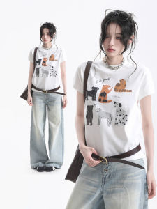 zuocisankon | Cute Cat Print Youthful Summer T-Shirt