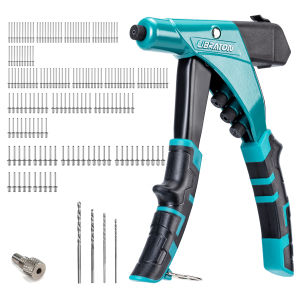 LIBRATON 185PCS Protable Heavy Duty Riveter Set Manual Riveting Tool Set with Shaft Container for Metal Wood and Plastic