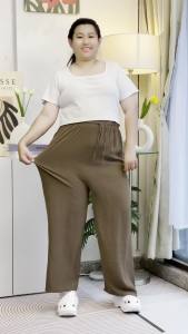 กางเกงขายาว นิ่มไม่ร้อน (ไม่มีกระเป๋า) ผ้าหนังไก่ ยืดได้เหมาะสาวอวบ ใส่ทำงานได้หรือใส่อยู่บ้านได้ เป้าไม่รั้ง ไม่ต้องรีด ขนาดเอว 26-44 นิ้ว สะโพก 50 นิ้ว ความยาว 40 นิ้ว K9192