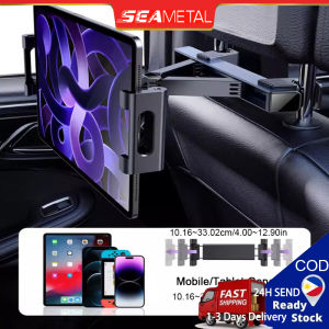 SEAMETAL Retractable Car Phone Holder Clamp Headrest Folding Long Arm Tablet Stand 360° Rotation Adjustable CP Mount