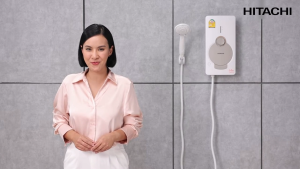 HITACHI เครื่องทำน้ำอุ่น กำลังไฟ 3800 วัตต์ รุ่น HES-38G สีขาว และ สีดำ ประหยัดไฟ 5 ดาว
