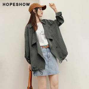 HOPESHOW | Two-way Stylish Coat With Adjustable Waist and Loose Drop-shoulder Design