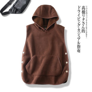 Thickened Lamb Velvet Hooded Lightweight Windproof Warm Fleece Vest Couple Style Fashion Urban Winter Standard Fit Youth Vest