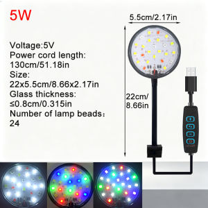 USB Aquarium LED Lamp Fish Tank Light Decor Aquatic Plant Multiple Modes Dimmable Lightness Full Spectrum Mini Clip Light 5V