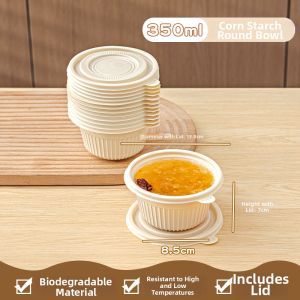MEIDI | Compostable Disposable Meal Box with Lid and Utensils Microwave Safe