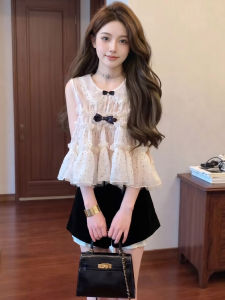 XUECAIQI | French Style Bow Sleeveless Top and High Waist Shorts Set