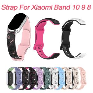 Women Silicone Flower 3D Engraved Bracelet for Xiaomi Band 9/10 Smart Watch Breathable Watchband for Xiaomi Band 8 NFC Strap