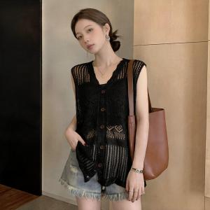 Lace Hollow Out V-Neck UV Protection Cardigan