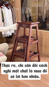 Ghế thang gấp gọn ghế thang đa năng ghế ban thờ gỗ tự nhiên sơn Pu chống mối mọt tiện lợi đa dụng