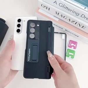 szhaiyu | Premium Leather pattern Bracket Case For Samsung Galaxy Z Fold 8 Ultra With Pen With Hinge protector Hard Folding Case