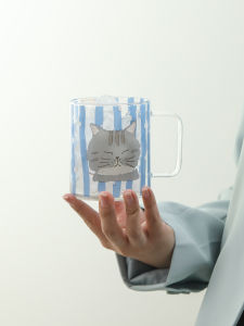 LOTUS BLUE | High Appearance Glass Cup with Handle for Tea and Coffee