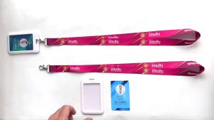 คล้องบัตร ธ.ออมสิน กรอบพลาสติกสีขาวใส่บัตร ระบบCOD สำหรับการเก็บปลาย