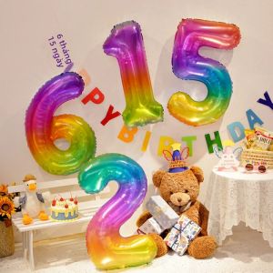 1 Quả Bóng Bay Nhôm Hình Số Cầu Vồng 16 Inch Dùng Trang Trí Tiệc Sinh Nhật Đồ Chơi Trẻ Em Số Từ 0-9