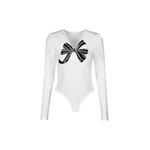 Elastic Bejeweled Bow-tie Fit Dress