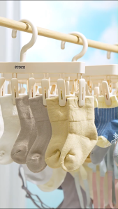 Giá phơi quần áo tất vớ đồ lót 24 kẹp ECOCO chống hằn vải thế hệ mới thiết kế 2in1 móc dài và ngắn hợp mọi không gian