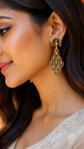[SG] Vintage Floral Filigree Drop Earrings | Antique Gold Statement Earrings | Bohemian Ethnic Earrings | Heritage Inspired Earrings | ear me out (EMO-54)