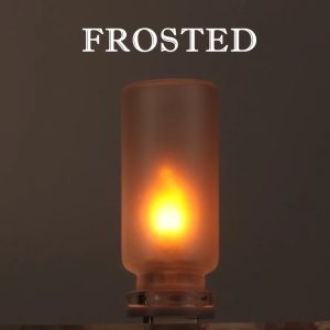 USB LED Flame Type Night Light Clear Glass/Frosted Glass DC 5V Flickering Candle Touch Control DIY Car Home Atmosphere Lighting