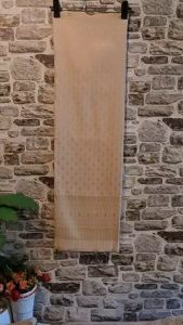 125.ผ้าฝ้าย ผ้าทอทั้งผืน ลายยกดอกลำพูน สีครีม