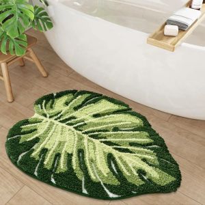 VIKAMA Nhiệt Đới Xanh Lá Mềm Mại Sang Trọng Thảm Trải Sàn Phòng Tắm Chống Trơn Trượt Tắm Bồn Tắm Thảm Phong Cách Hiện Đại Trang Trí Nhà Có Thể Giặt Bằng Máy