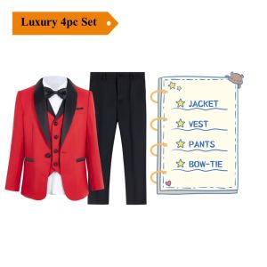 24H Ship White Formal Kids Suit Set 4 Pieces Suits For Boys From 3-14 Years Wedding Tuxedo For Kids Ring Bear