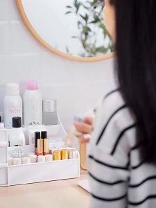 Rak Kosmetik 2 Laci Plastik Tempat Penyimpanan Aksesoris Perhiasan Atk Storage Box Make Up Organizer