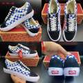 Vans Old Skool (size39-45) Navy Blue Red ลายตาราง มีหลายสี. 