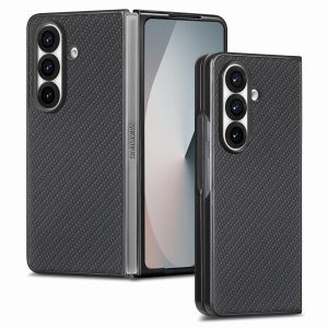 szhaiyu | Luxury PU Leather Carbon Fiber Texture Hard PC Phone Cover for Samsung Galaxy Z Fold 7 6 5 4 3 Fold 8 Ultra Shockproof Case