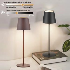 Đèn Bàn Không Dây LED Có Thể Sạc Lại 3 Màu Đèn Ngủ Mờ Vô Cấp Cho Nhà Hàng Ngoài Trời Phòng Ngủ Phong Cách Hiện Đại